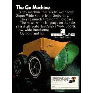 1970 Seiberling Super Wide Sports Tire Vintage Print Ad Traffic Light Wall Art